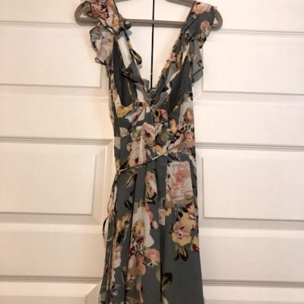 NWT REVOLVE x PRIVACY PLEASE Fillmore Grey Pink Sleeveless Wrap Maxi Sun Dress S - Picture 6 of 7